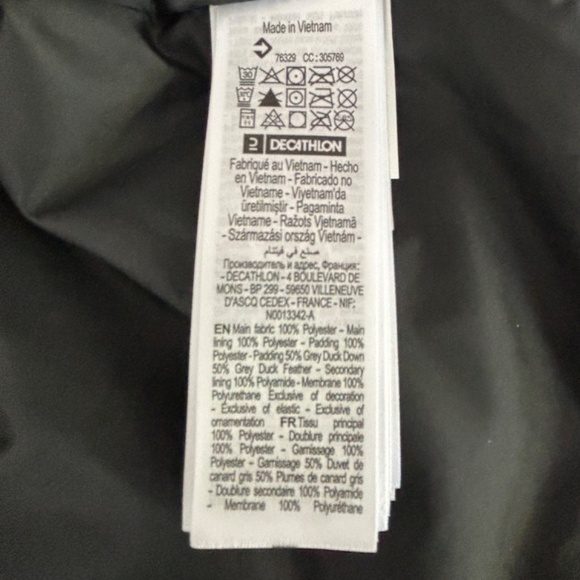 Decathlon Piste 500 down and feather filled black and grey ski jacket size L - Picture 16 of 17